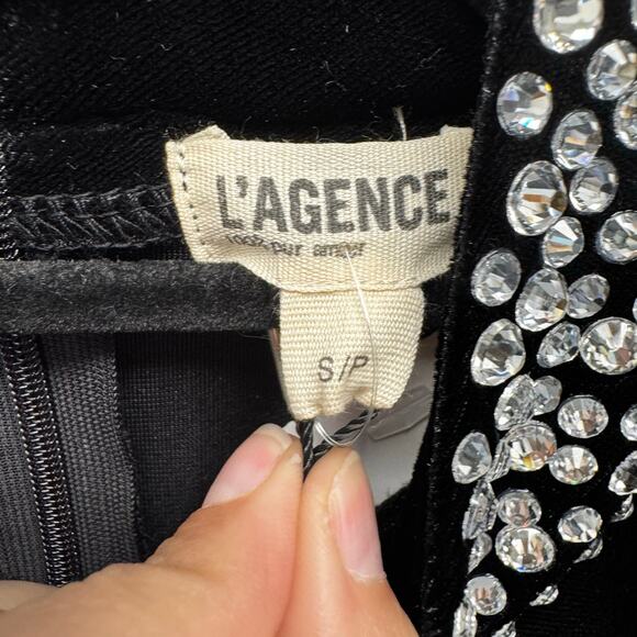 NWT L’Agence Black Madelyn Crystal-Embellished Mock Neck Sleeveless Top Small - Picture 7 of 8